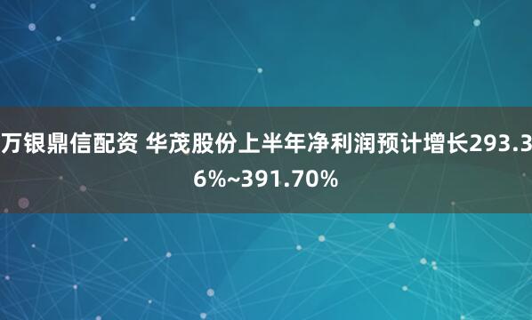 万银鼎信配资 华茂股份上半年净利润预计增长293.36%~391.70%